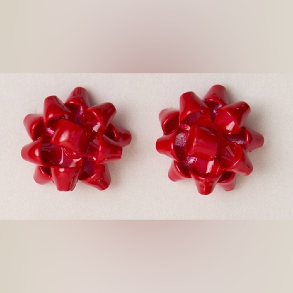 Red Bow Stud Earrings